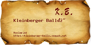 Kleinberger Balló névjegykártya